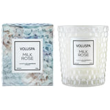 Voluspa Milk Rose Classic Candle In Textured Glass