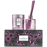 Voluspa Japanese Plum Bloom- Scalloped Edge Candle And Diffuser Gift Set-