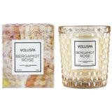 Voluspa Bergamot Rose Classic Candle In Textured Glass