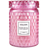 Voluspa Rose Petal Ice Cream Large Glass Jar With Glass Lid