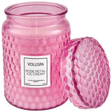 Voluspa Rose Petal Ice Cream Large Glass Jar With Glass Lid