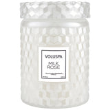 Voluspa Milk Rose Large Glass Jar With Glass Lid
