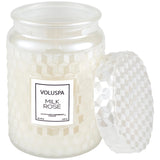 Voluspa Milk Rose Large Glass Jar With Glass Lid