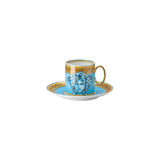 Versace Medusa Amplified Blue Coin Cup And Saucer, Size 0.23L