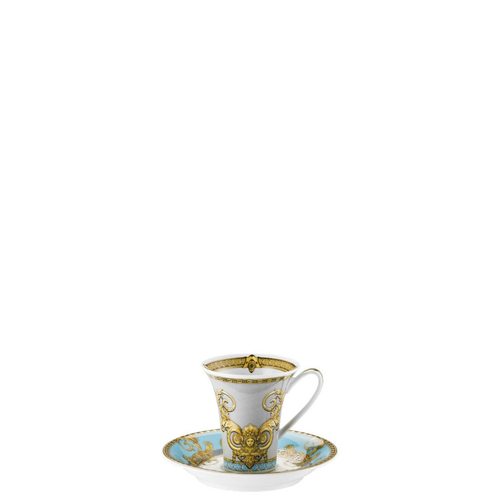 Versace Prestige Gala Blue Cups and Saucers Set of 6
