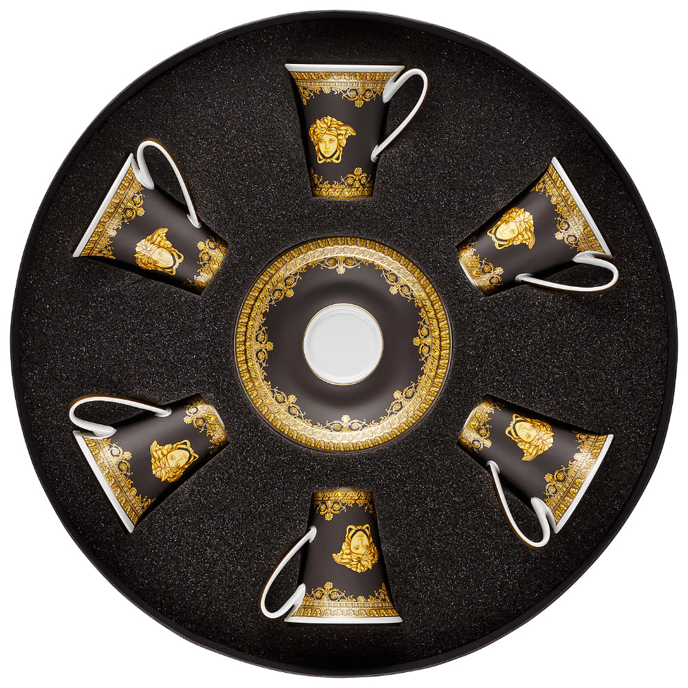 Versace Baroque Nero Set of 6 Cup & Saucer | Drinkware Versace Baroque Nero Set of 6 Cup & Saucer | Drinkware