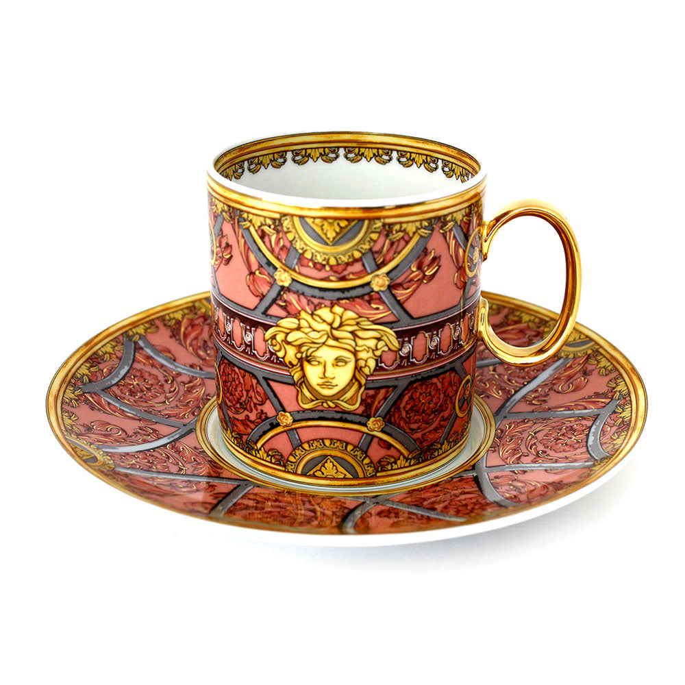 Versace Scala Palazzo Rosa Cup And Saucer 4 Tall