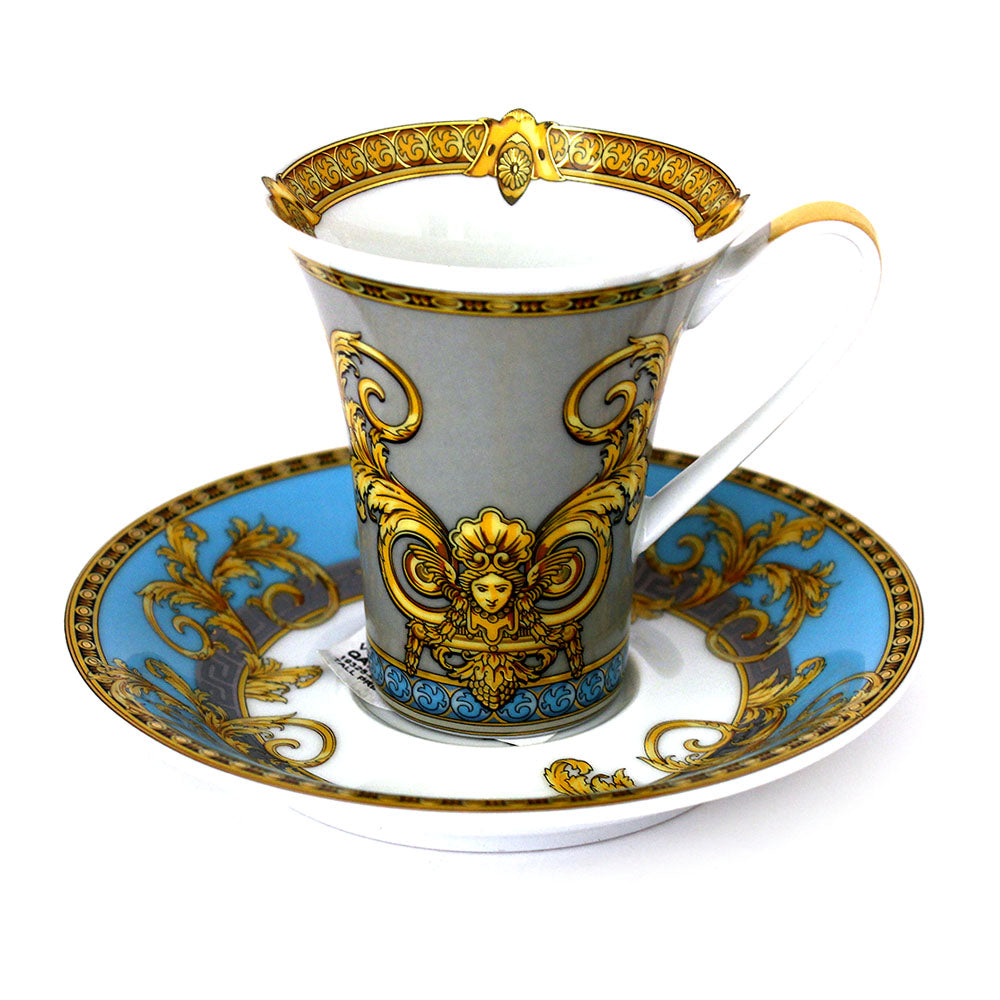 Versace Prestuge Gala Blue Cup And Saucer 2 Tall | Drinkware | Spring Festival Versace Prestuge Gala Blue Cup And Saucer 2 Tall | Drinkware | Spring Festival