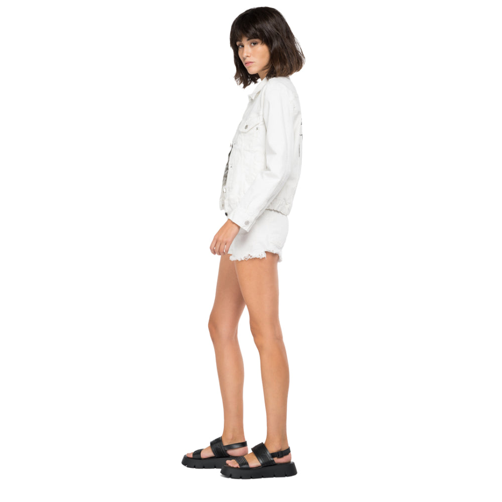 Replay Women's Denim Crop Jacket With Embroidery