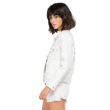 Replay Women's Denim Crop Jacket With Embroidery