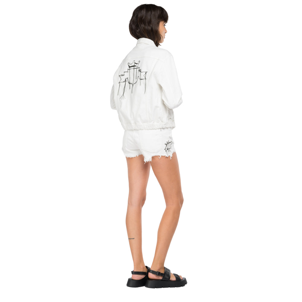 Replay Women's Denim Crop Jacket With Embroidery