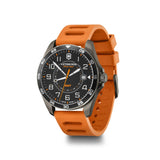 Victorinox Fieldforce Gmt 42 Gun Metal Black Dial Orange Rubber Men's Watch