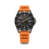 Victorinox Fieldforce Gmt 42 Gun Metal Black Dial Orange Rubber Men's Watch