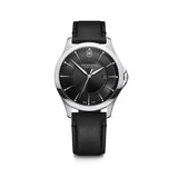 Victorinox Alliance 40 Black Dial Black Leather Strap Men's Watch With Swiss Army Knife Set