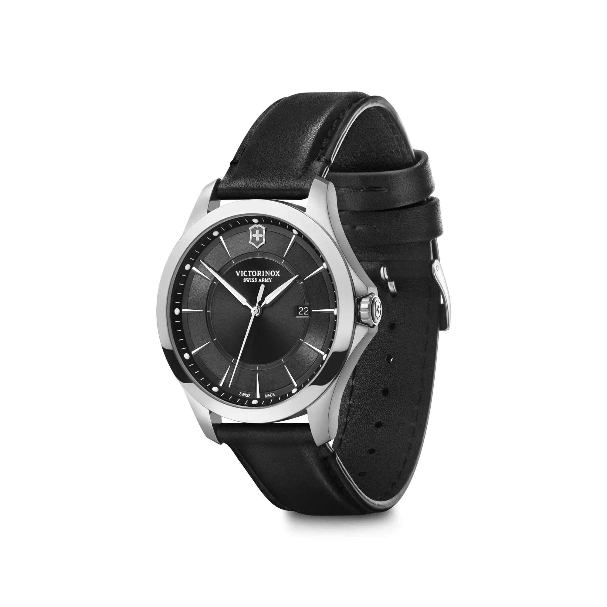 Victorinox Alliance 40 Black Dial Black Leather Strap Men's Watch