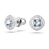 "Swarovski Angelic stud earrings Square cut, Blue, Rhodium plated"