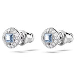 "Swarovski Angelic stud earrings Square cut, Blue, Rhodium plated"