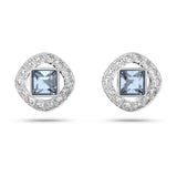 "Swarovski Angelic stud earrings Square cut, Blue, Rhodium plated"