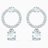 سواروفسكي، أقراط مثقوبة دائرة جذابة ، أبيض ، مقاس واحد