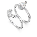 Swarovski Attract Ring Set (2) Pear cut crystal White Rhodium plated