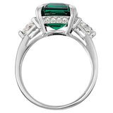 Swarovski Attract Trilogy cocktail ring Square cut crystal, Green, Rhodium plated