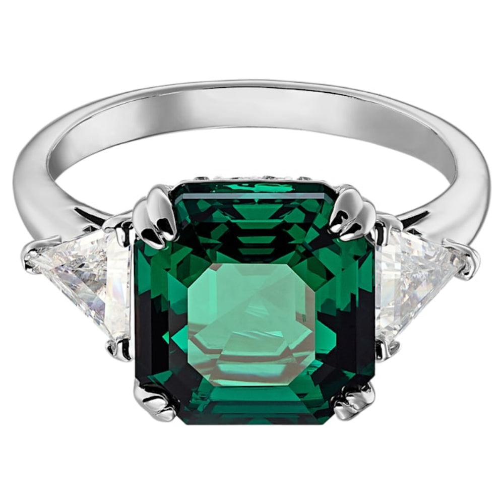 Swarovski Attract Trilogy cocktail ring Square cut crystal, Green