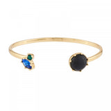Les Nereides Bangle Bracelet With Onyx Stone And Blue And Green Rhinestone
