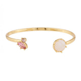 Les Nereides Bangle Bracelet With Quartz And Pink Rhinestone