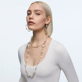 Swarovski Constella hoop earrings White, Shiny gold-tone plated