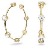 Swarovski Constella hoop earrings White, Shiny gold-tone plated