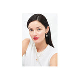 Les Nereides Dangling Stud Earrings With Quartz Pearl And Pink Rhinestone