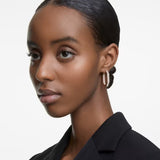 Swarovski Dextera Hoop Earrings Octagon Pave Medium White Rose Gold-tone plated