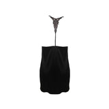 Fleur Of England Embroidered Onyx Silk Babydoll
