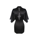 Fleur Of England Embroidered Onyx Silk  Robe