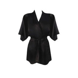 Fleur Of England Embroidered Onyx Silk  Robe