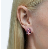 Swarovski Gema stud earrings Pink, Rhodium plated