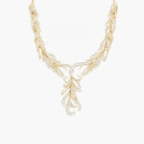 Les Nereides Gold And White Swan Feather Collar Necklace