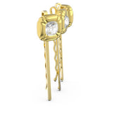Swarovski Hair pin Set (3), Cushion cut crystals, Yellow, Gold-tone plated