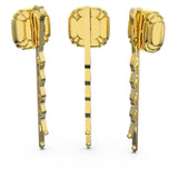 Swarovski Hair pin Set (3), Cushion cut crystals, Yellow, Gold-tone plated