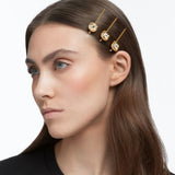 Swarovski Hair pin Set (3), Cushion cut crystals, Yellow, Gold-tone plated