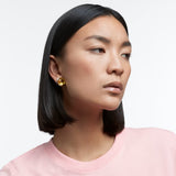 Swarovski Harmonia Stud Earrings Cushion cut, Yellow, Rhodium plated