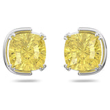 Swarovski Harmonia Stud Earrings Cushion cut, Yellow, Rhodium plated