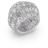Swarovski Hyperbola Cocktail Ring , White, Rhodium Plated