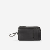 Cole Haan Smooth Leather Zip Card Case With Key Ring Black One Size