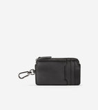 Cole Haan Smooth Leather Zip Card Case With Key Ring Black One Size