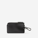 Cole Haan Smooth Leather Zip Card Case With Key Ring Black One Size
