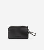 Cole Haan Smooth Leather Zip Card Case With Key Ring Black One Size