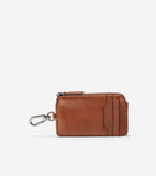Cole Haan Smooth Leather Zip Card Case With Key Ring British Tan One Size