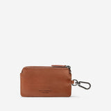 Cole Haan Smooth Leather Zip Card Case With Key Ring British Tan One Size