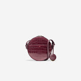 Cole Haan Grand Ambition Circle Crossbody Winetasting Burgundy Embossed Croc One Size